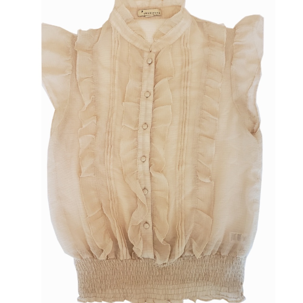 Sheer Ruffle Button Shirt - Picture 7 of 7